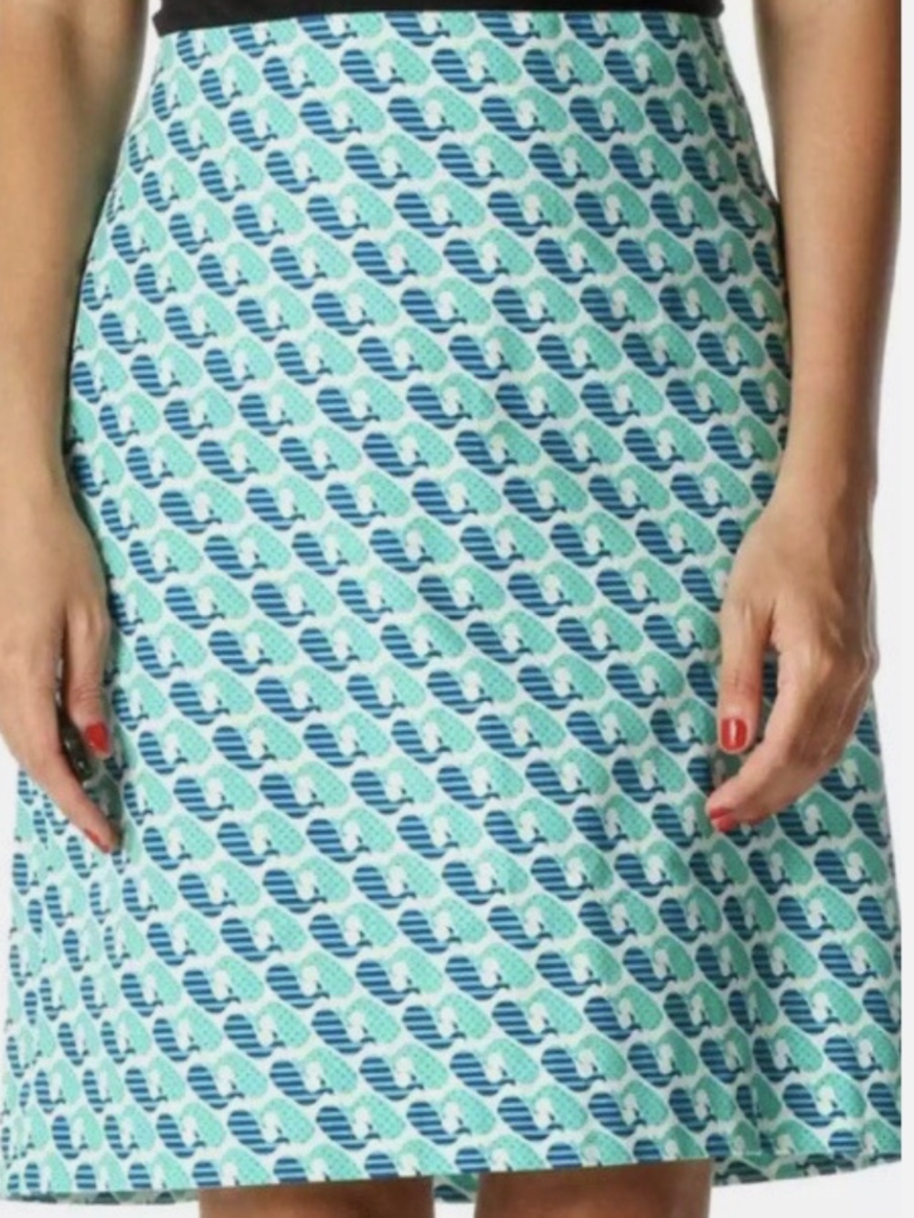 Talbots Whale Print Cotton Pencil Skirt Sz 16 blue green novelty stretch short